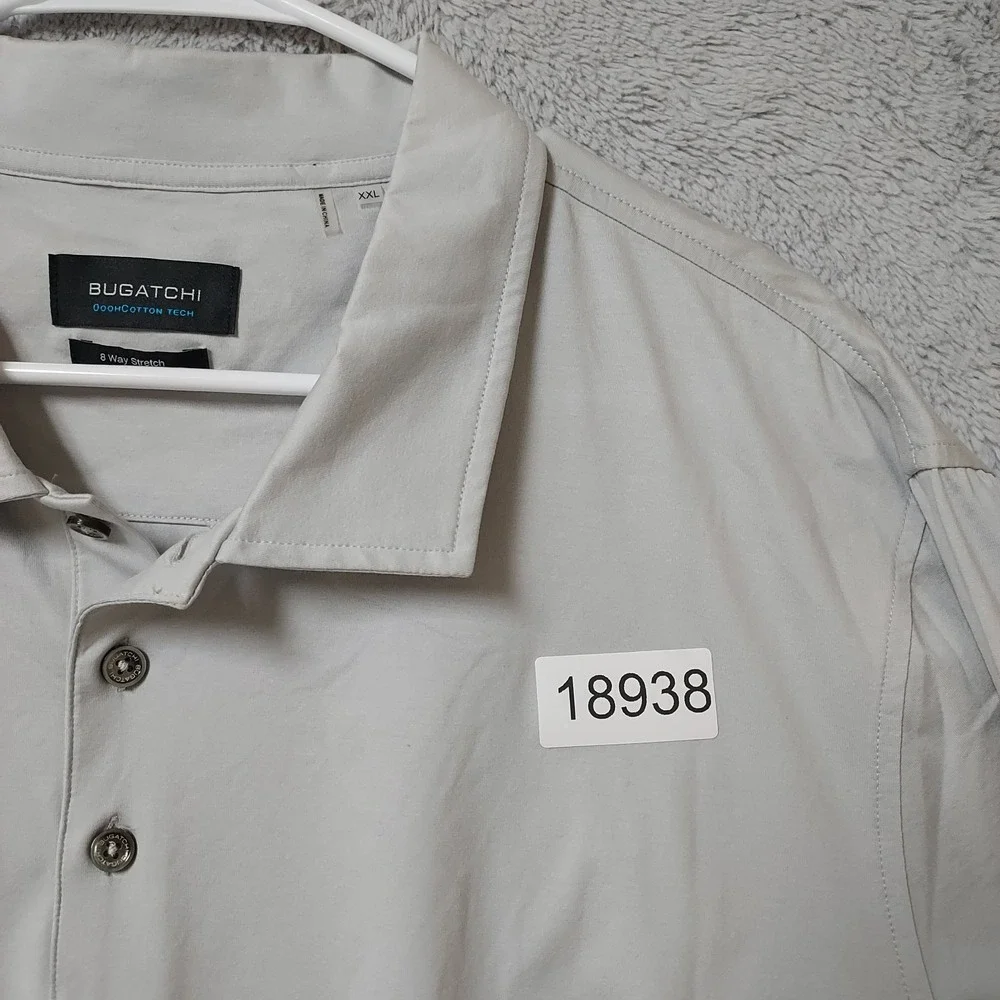 Bugatchi Polo Shirt Men 2XL XXL Ooohcotton Tech 8 Way Stretch Performance EUC - Picture 8 of 8